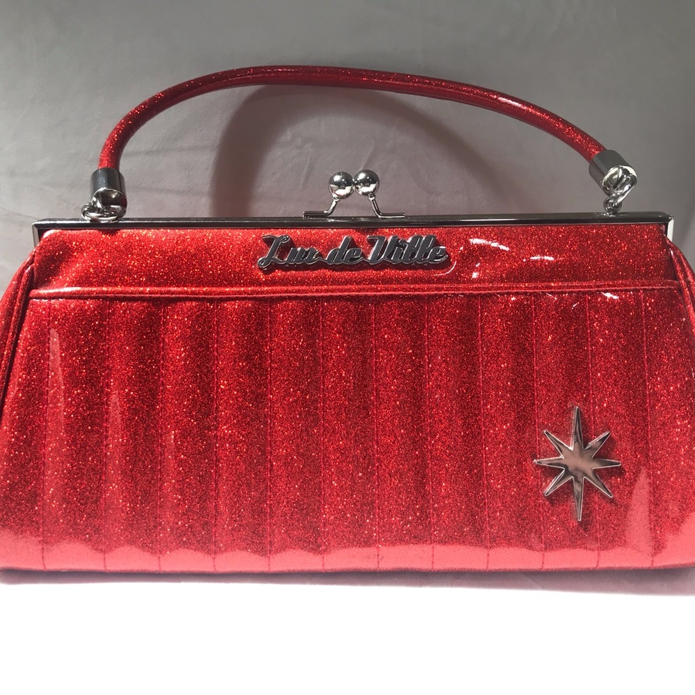 Lux de Ville Red sparkle starburst kiss lock💋